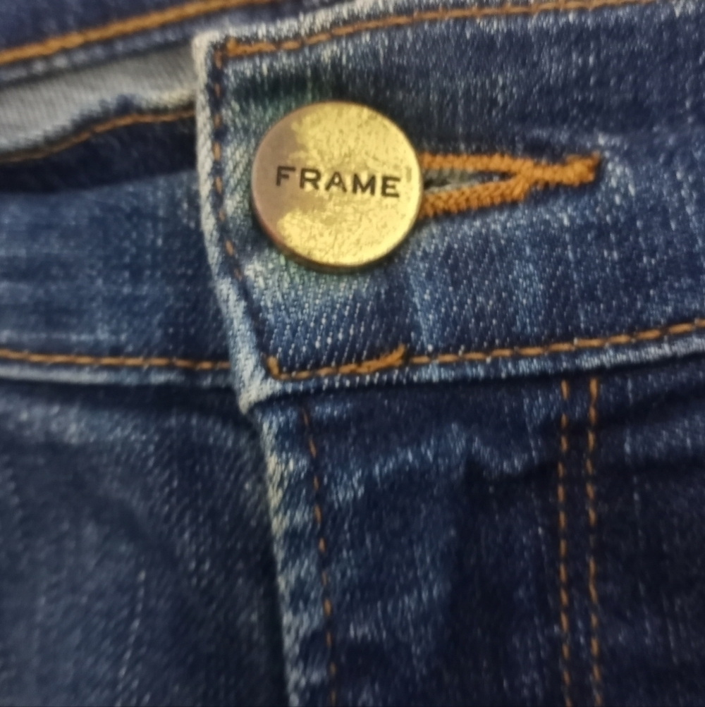 FRAME Le Skinny de Jeanne Jeans Size 28 York Wash Tulip Hem - Picture 7 of 16